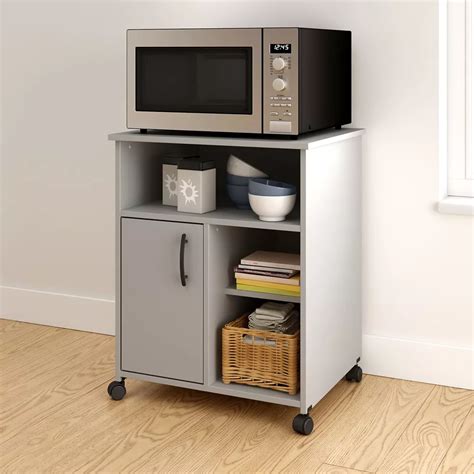 microwave stand on wheels with cabinet stainless steele top|Microwave Carts .